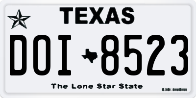 TX license plate DOI8523