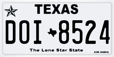 TX license plate DOI8524