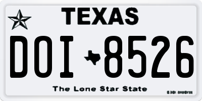 TX license plate DOI8526
