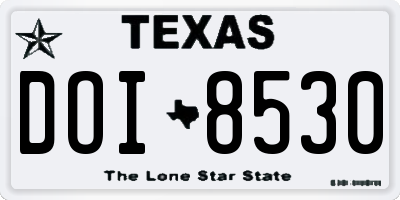 TX license plate DOI8530