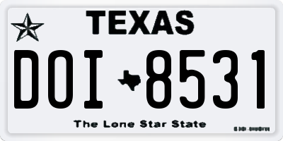 TX license plate DOI8531