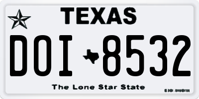 TX license plate DOI8532