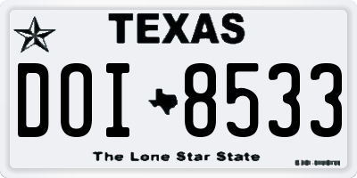 TX license plate DOI8533