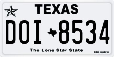 TX license plate DOI8534