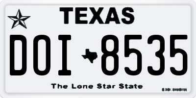 TX license plate DOI8535