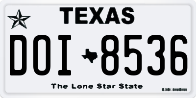 TX license plate DOI8536