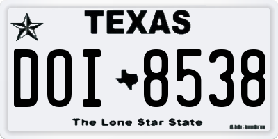 TX license plate DOI8538