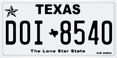 TX license plate DOI8540