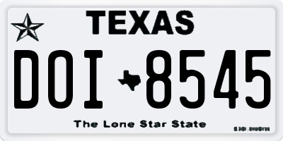 TX license plate DOI8545