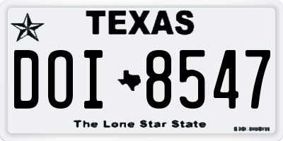 TX license plate DOI8547