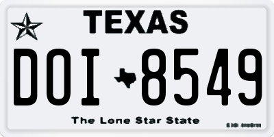 TX license plate DOI8549