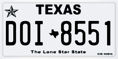 TX license plate DOI8551