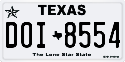 TX license plate DOI8554