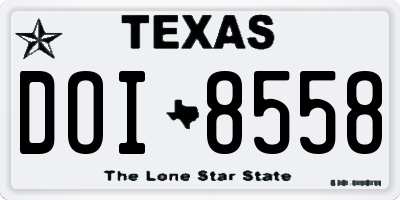 TX license plate DOI8558