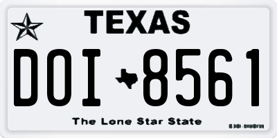 TX license plate DOI8561