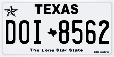 TX license plate DOI8562