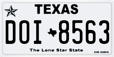 TX license plate DOI8563