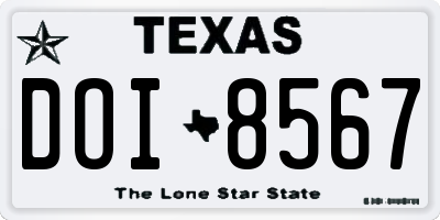 TX license plate DOI8567