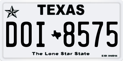 TX license plate DOI8575
