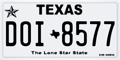TX license plate DOI8577