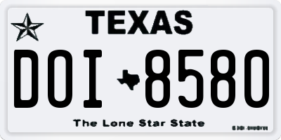 TX license plate DOI8580