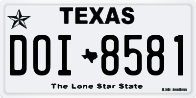 TX license plate DOI8581