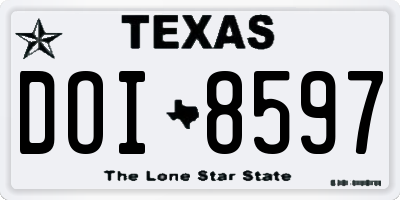 TX license plate DOI8597