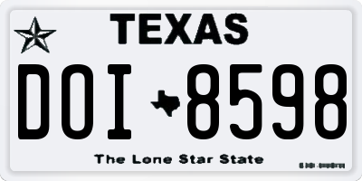 TX license plate DOI8598