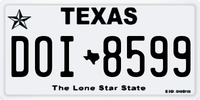 TX license plate DOI8599