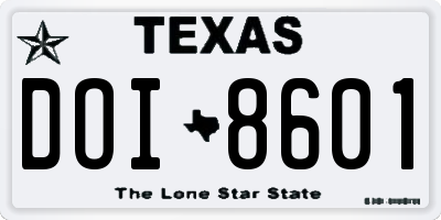 TX license plate DOI8601