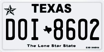 TX license plate DOI8602