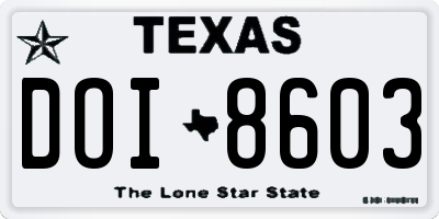 TX license plate DOI8603