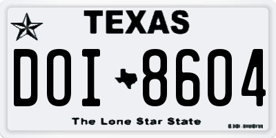 TX license plate DOI8604