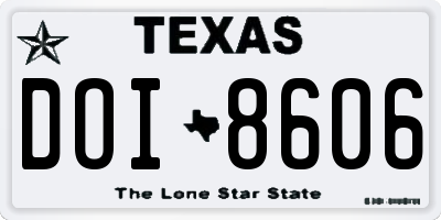 TX license plate DOI8606