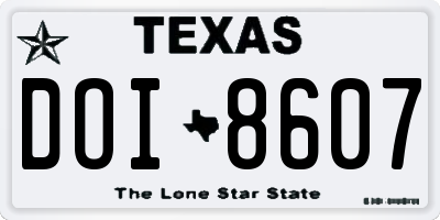 TX license plate DOI8607