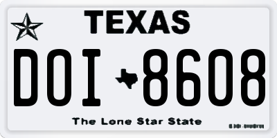 TX license plate DOI8608