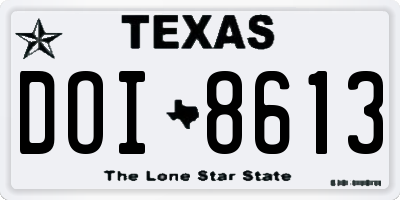 TX license plate DOI8613