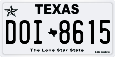 TX license plate DOI8615