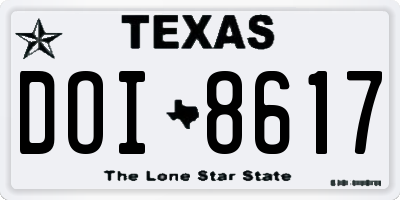TX license plate DOI8617