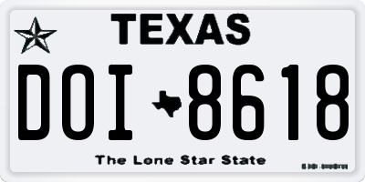 TX license plate DOI8618