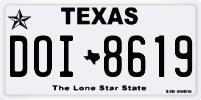 TX license plate DOI8619