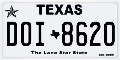 TX license plate DOI8620