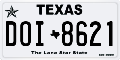 TX license plate DOI8621