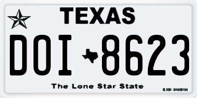 TX license plate DOI8623