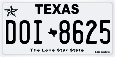 TX license plate DOI8625
