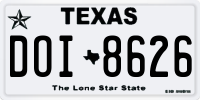 TX license plate DOI8626