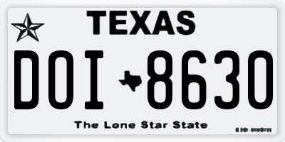 TX license plate DOI8630
