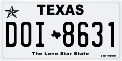 TX license plate DOI8631
