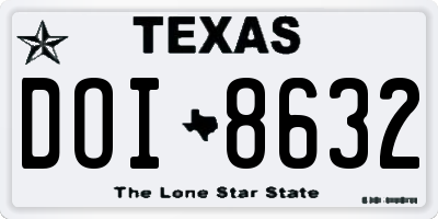 TX license plate DOI8632