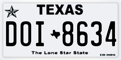 TX license plate DOI8634